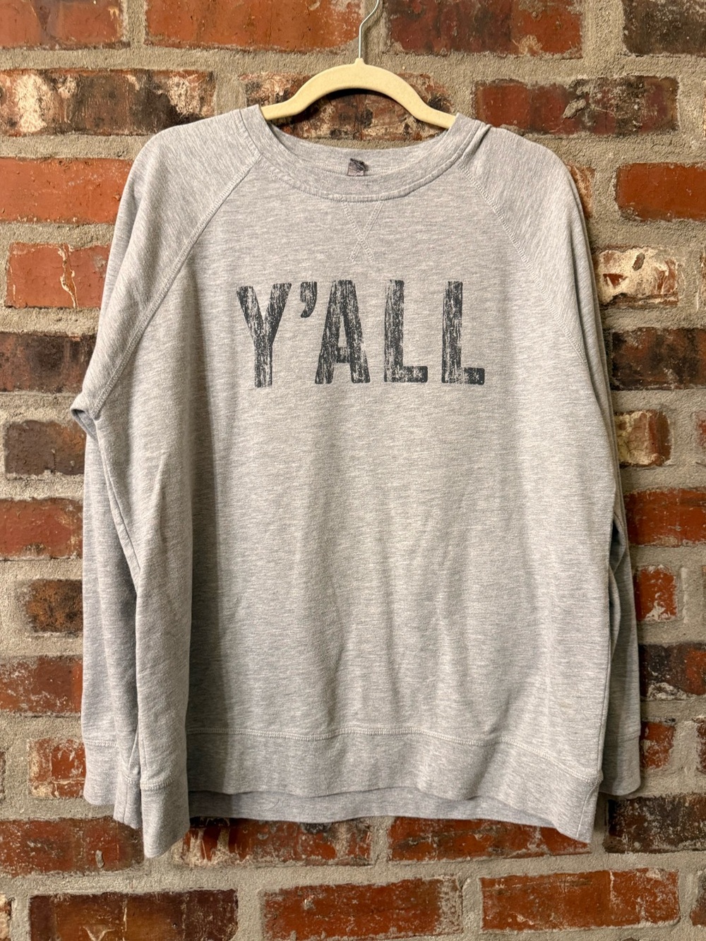 T222 -Next Level Apparel Light Gray 'Y'ALL' Crew Sweatshirt